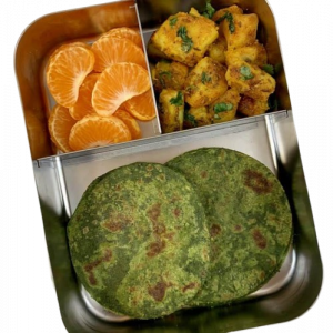 Tiffin Box Ideas : Mini Palak Chapati with Aloo 