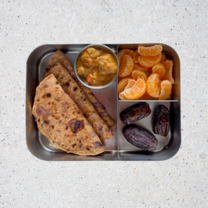 Healthy Lunch Box Ideas : Cabbage Paratha with Soya Chunks Kurma