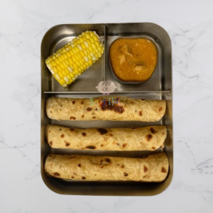 Healthy Lunch Box Ideas: Dal Chapati with Soya Chunks Sabzi and Boiled Corn - Babyhub