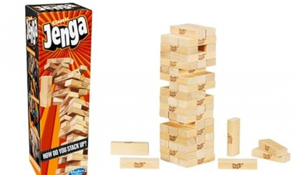 Jenga: A tower of wooden blocks - a strategic stacking game - Babyhub